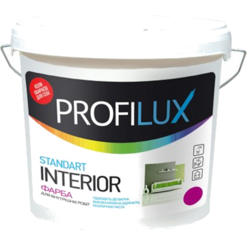 Фарба PROFILUX Standart Interior акрилова, водоемульсійна, мат білий, 14 кг